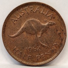 AUSTRALIA 1962 . HALF 1/2 PENNY . FAINT LUSTRE